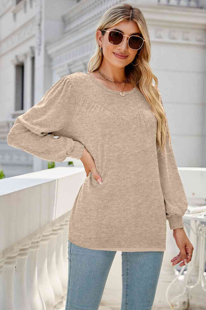 Round Neck Long Sleeve Top | 1mrk.com