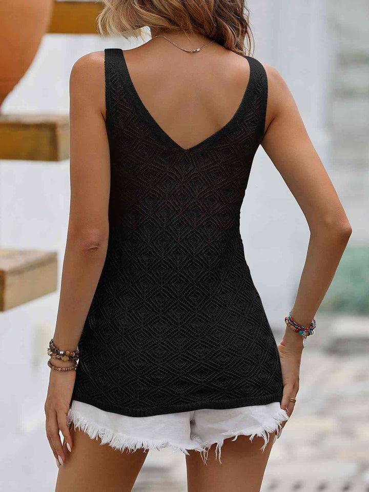 Openwork Scoop Neck Sleeveless Tank | 1mrk.com