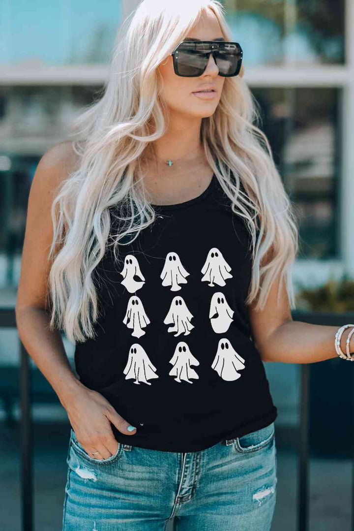 Round Neck Ghost Graphic Tank Top | 1mrk.com