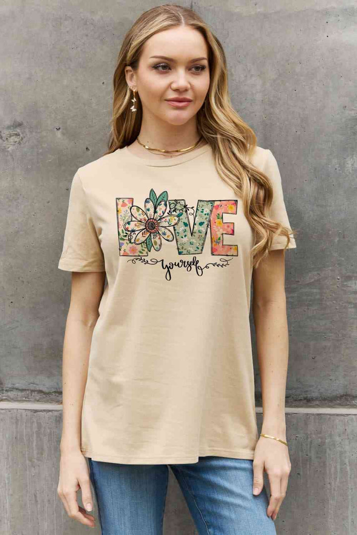 Simply Love Full Size LOVE YOURSELF Graphic Cotton Tee | 1mrk.com