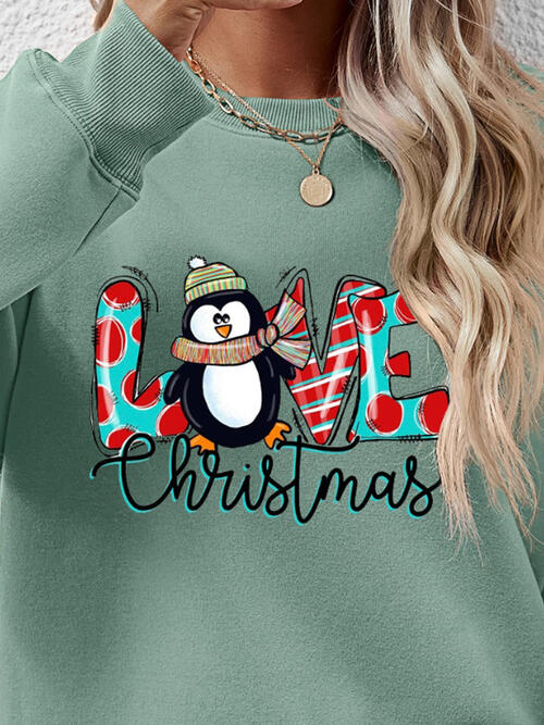 LIVE CHRISTMAS Drop Shoulder Round Neck Sweatshirt |1mrk.com