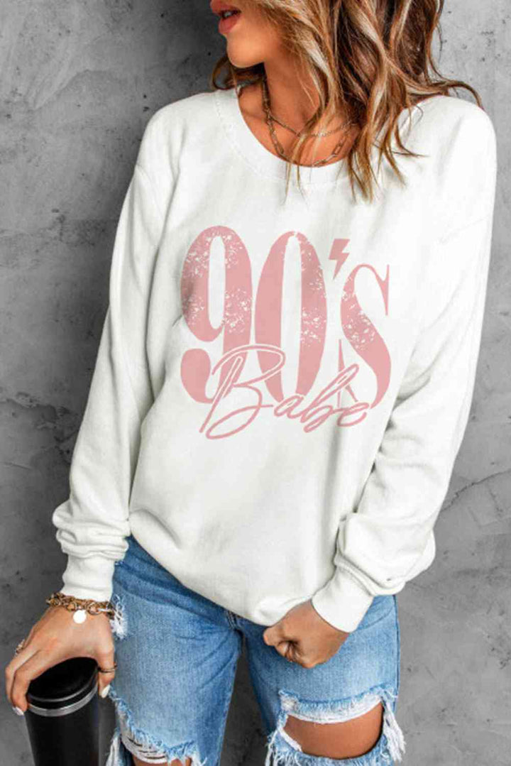 90's BABE Graphic Dropped Shoulder Sweatshirt |1mrk.com