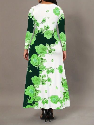 Pocketed Printed Long Sleeve Dress | Trendsi