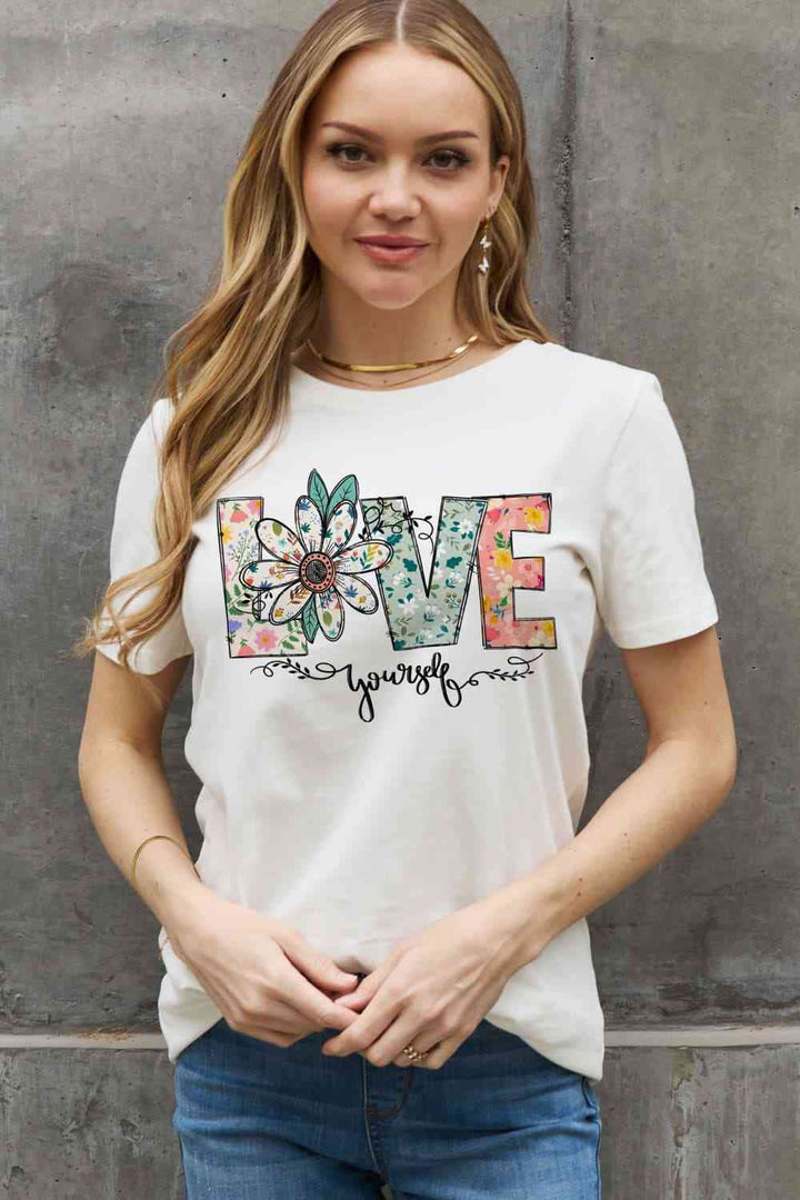 Simply Love Full Size LOVE YOURSELF Graphic Cotton Tee | 1mrk.com