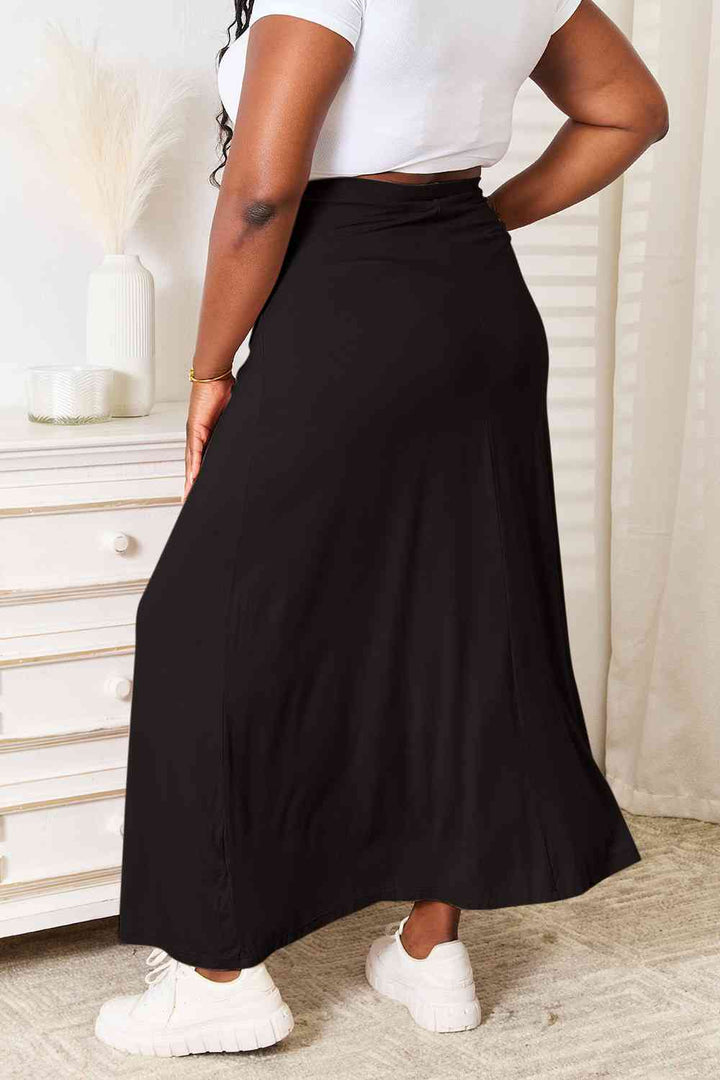 Double Take Full Size Soft Rayon Drawstring Waist Maxi Skirt Rayon | 1mrk.com
