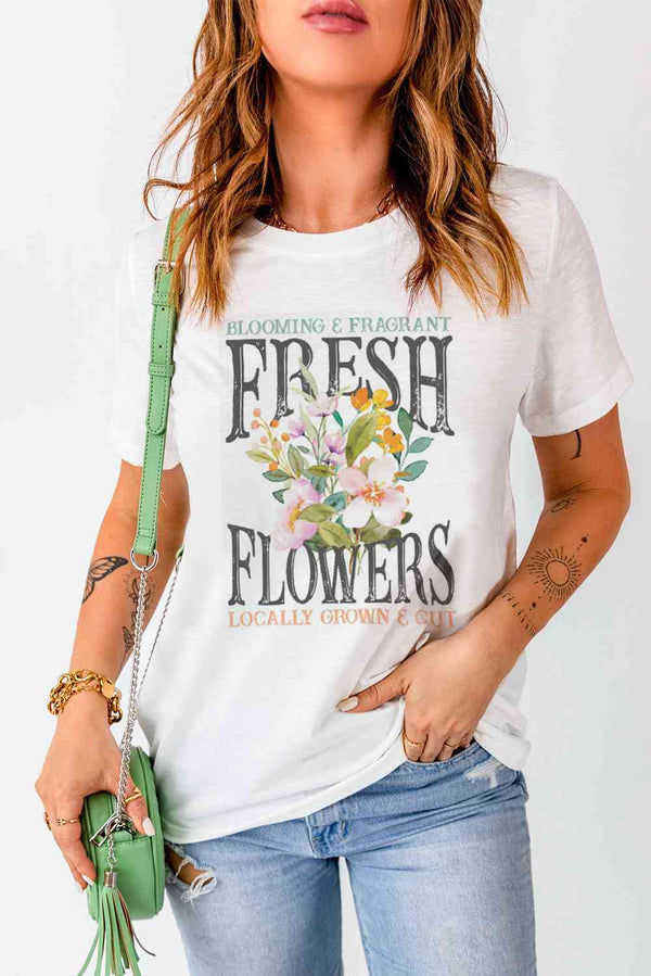 FRESH FLOWERS Round-Neck Tee | 1mrk.com