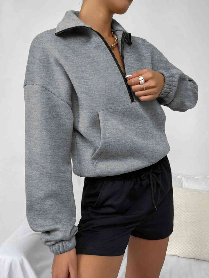 Half-Zip Dropped Shoulder Sweatshirt |1mrk.com