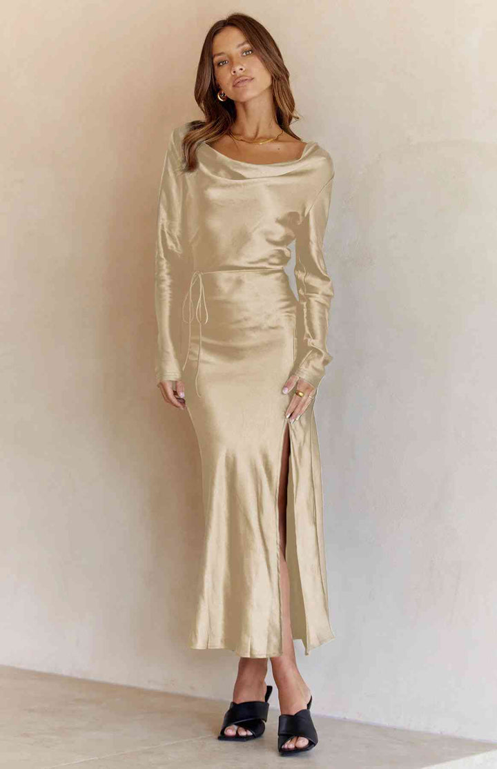 Cowl Neck Long Sleeve Maxi Dress | 1mrk.com