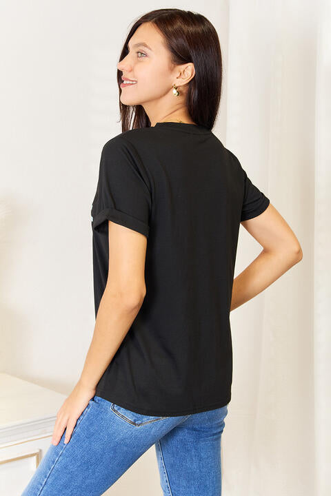 Simply Love Slogan Graphic Cuffed Sleeve T-Shirt | 1mrk.com