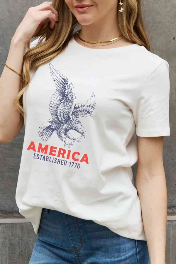 Simply Love AMERICA ESTABLISHED 1776 Graphic Cotton T-Shirt | 1mrk.com