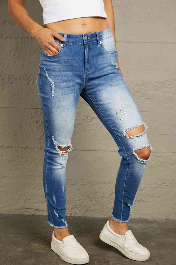 Baeful Faded Mid High Rise Jeans | 1mrk.com