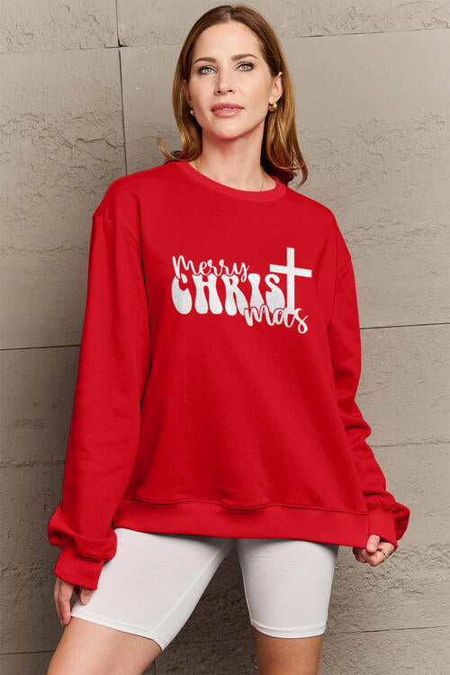 Simply Love Full Size MERRY CHRISTMAS Long Sleeve Sweatshirt |1mrk.com