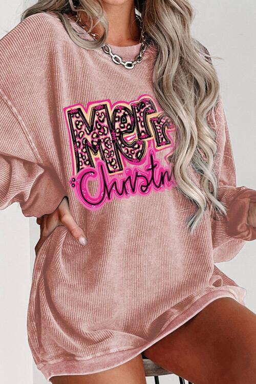 MERRY CHRISTMAS Round Neck Long Sleeve Sweatshirt |1mrk.com