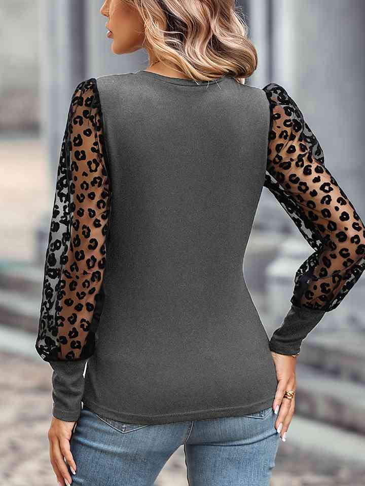 Leopard Round Neck Top | 1mrk.com