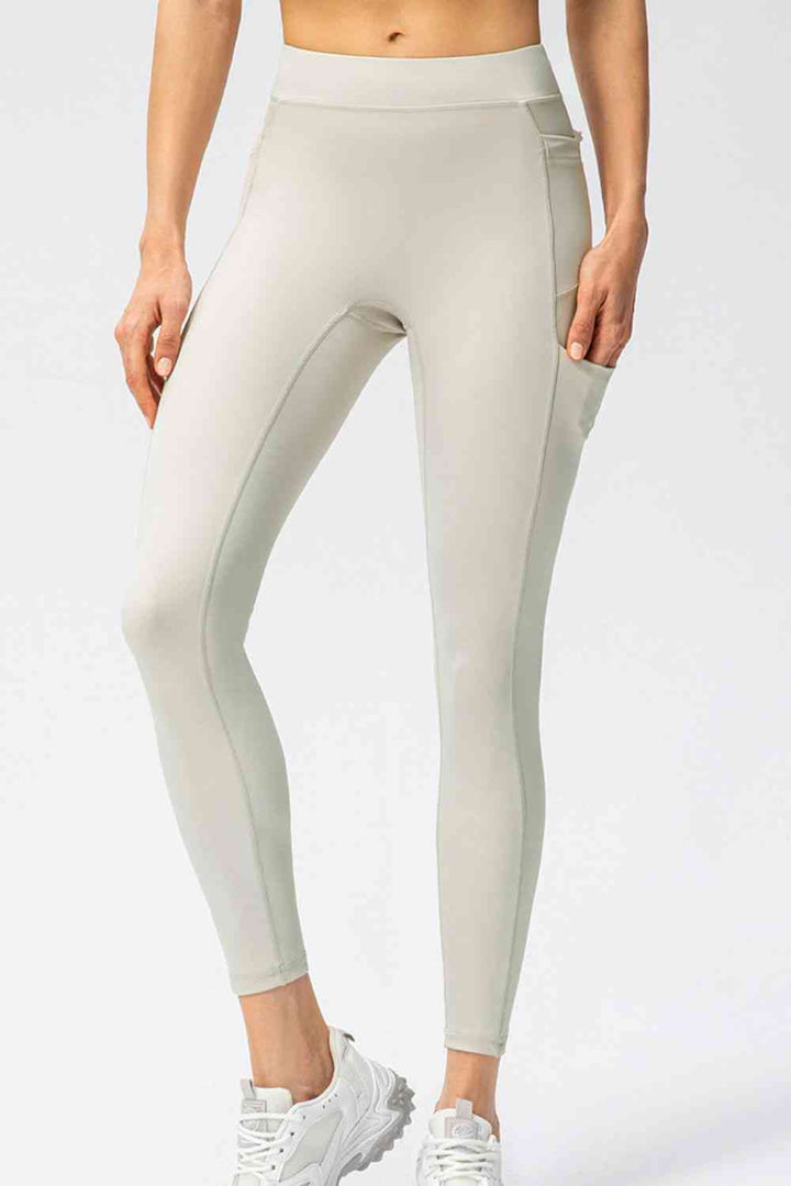 Full Size Slim Fit High Waist Long Sports Pants with Pockets |1mrk.com