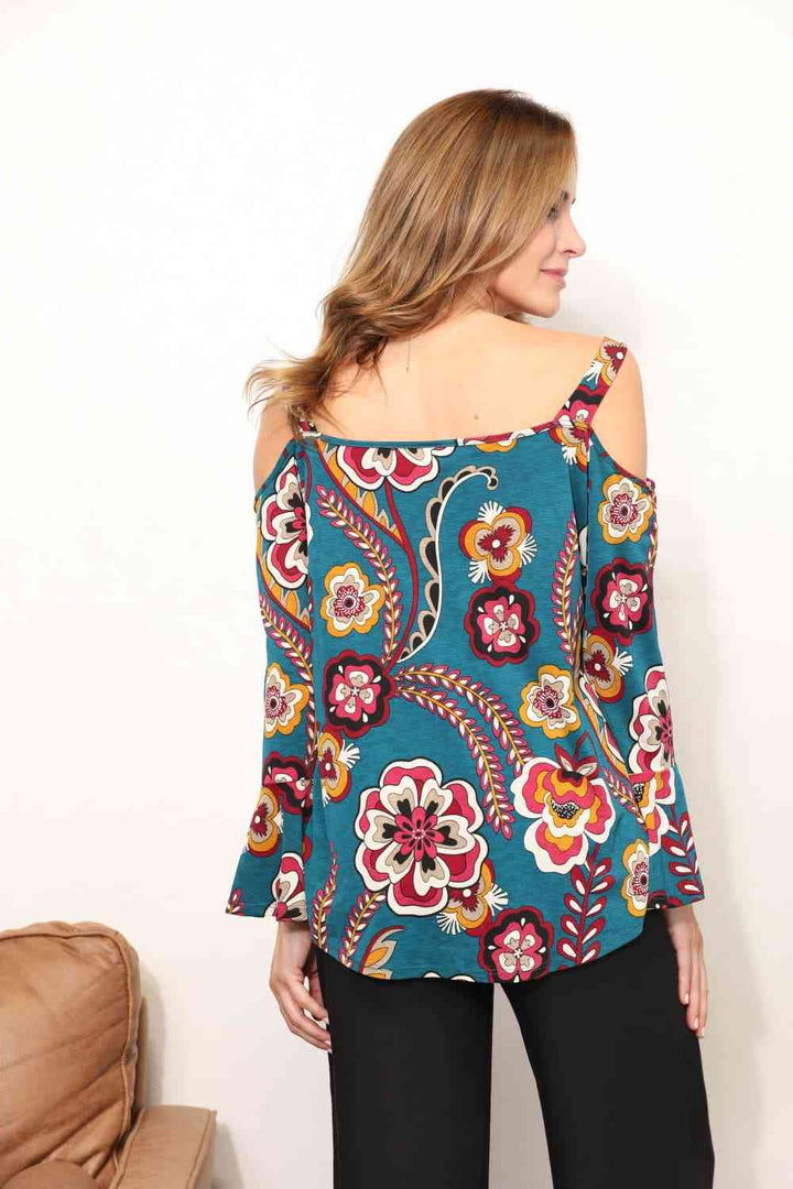 Sew In Love Full Size Floral Cold Shoulder Blouse | 1mrk.com