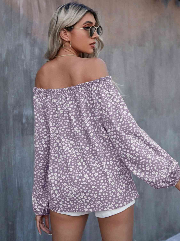 Off-Shoulder Long Sleeve Blouse | 1mrk.com