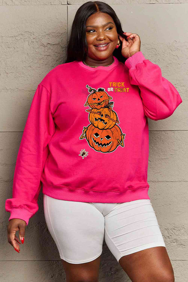 Simply Love Full Size TRICK OR TREAT Graphic Sweatshirt |1mrk.com