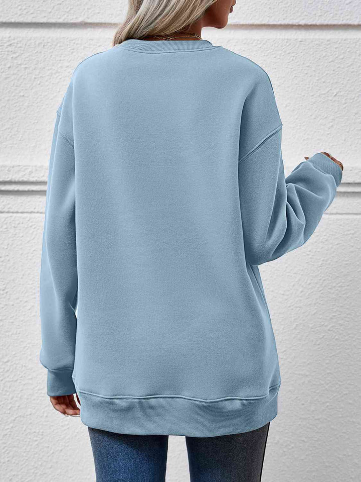 Round Neck Long Sleeve Sweatshirt |1mrk.com