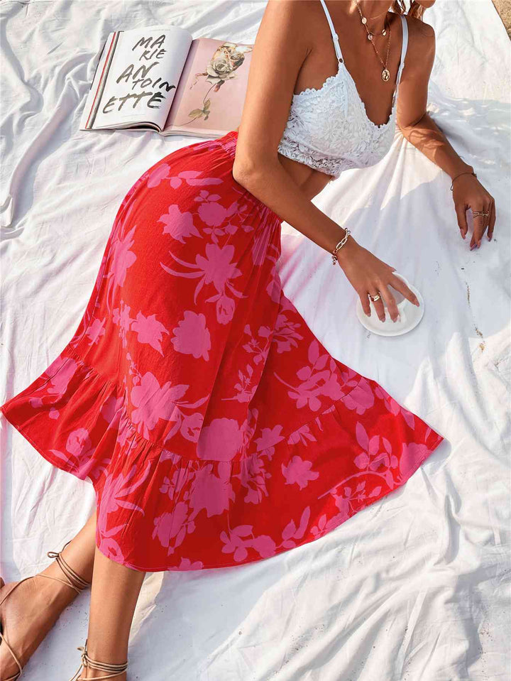 Printed Elastic Waist Skirt |1mrk.com