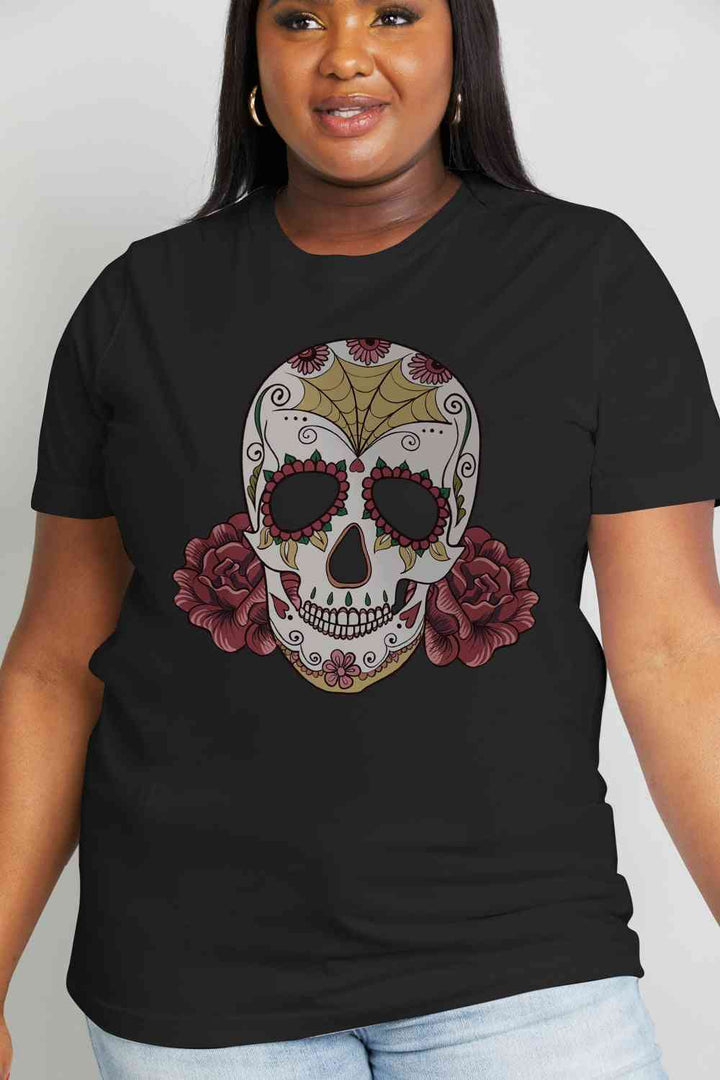 Simply Love Full Size Skull Graphic Cotton Tee | 1mrk.com