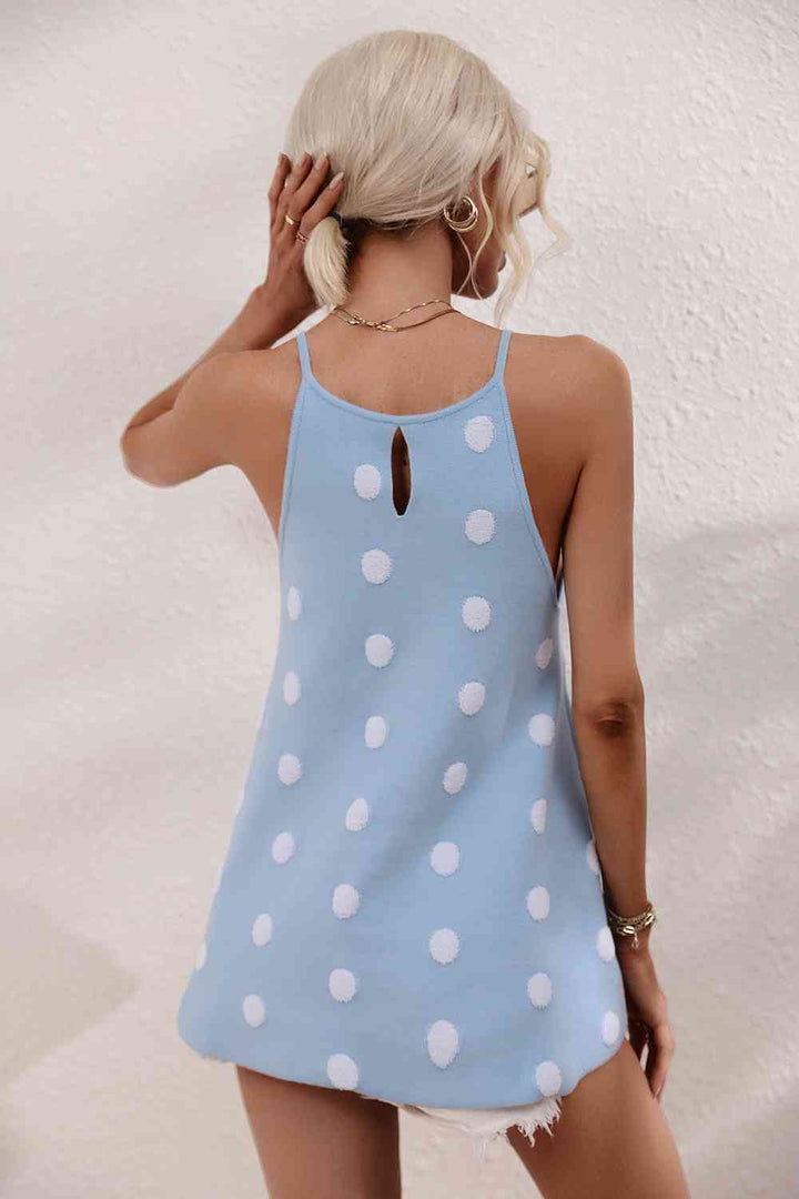 Polka Dot Round Neck Knit Tank | 1mrk.com