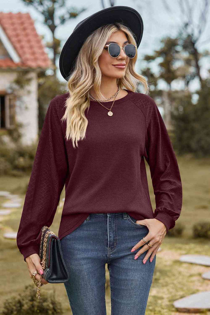 Round Neck Raglan Sleeve Sweatshirt |1mrk.com