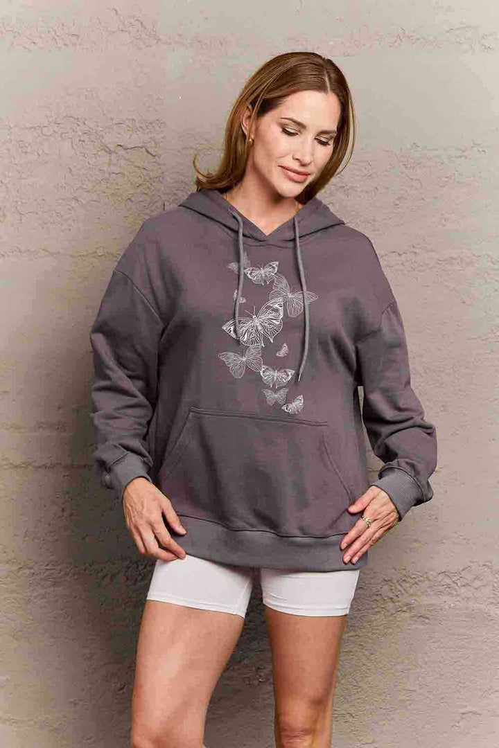 Simply Love Simply Love Full Size Dropped Shoulder Butterfly Graphic Hoodie | 1mrk.com