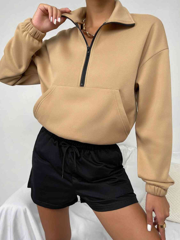 Half-Zip Dropped Shoulder Sweatshirt |1mrk.com