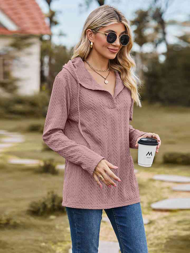 Cable-Knit Hooded Blouse |1mrk.com