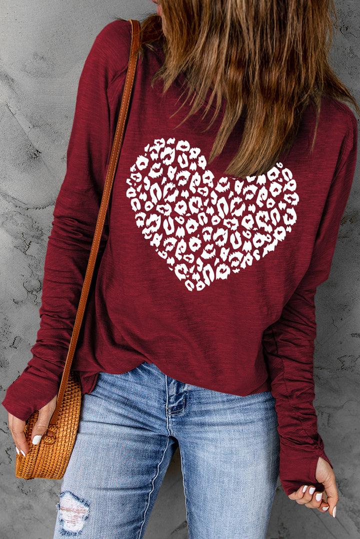Heart Graphic Round Neck Long Sleeve T-Shirt | Trendsi
