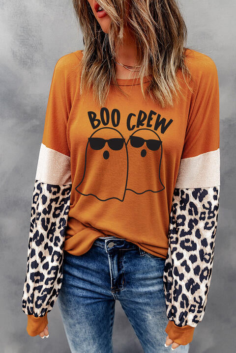 BOO CREW Ghost Graphic Round Neck T-Shirt | 1mrk.com