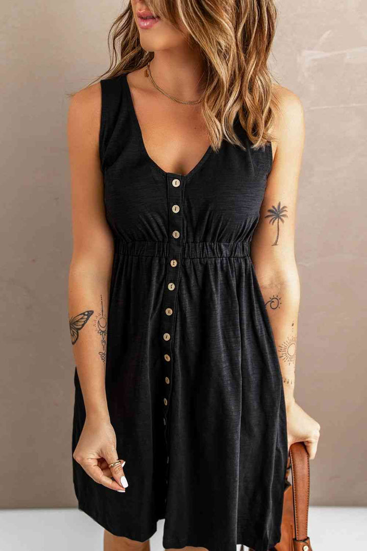 Sleeveless Button Down Mini Magic Dress | 1mrk.com