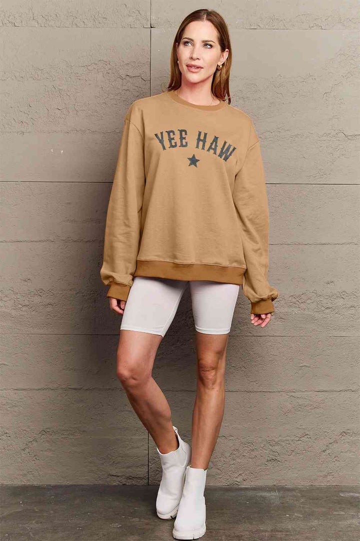 Simply Love Full Size YEEHAW Graphic Round Neck Sweatshirt |1mrk.com