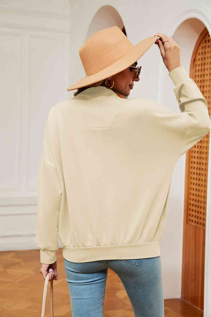 Half-Zip Dropped Shoulder Sweatshirt |1mrk.com