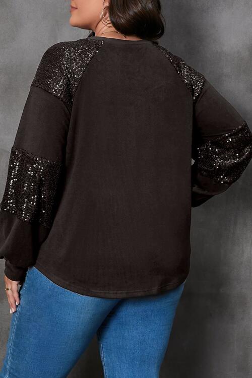 Plus Size Santa Graphic Sequin Long Sleeve Sweatshirt |1mrk.com