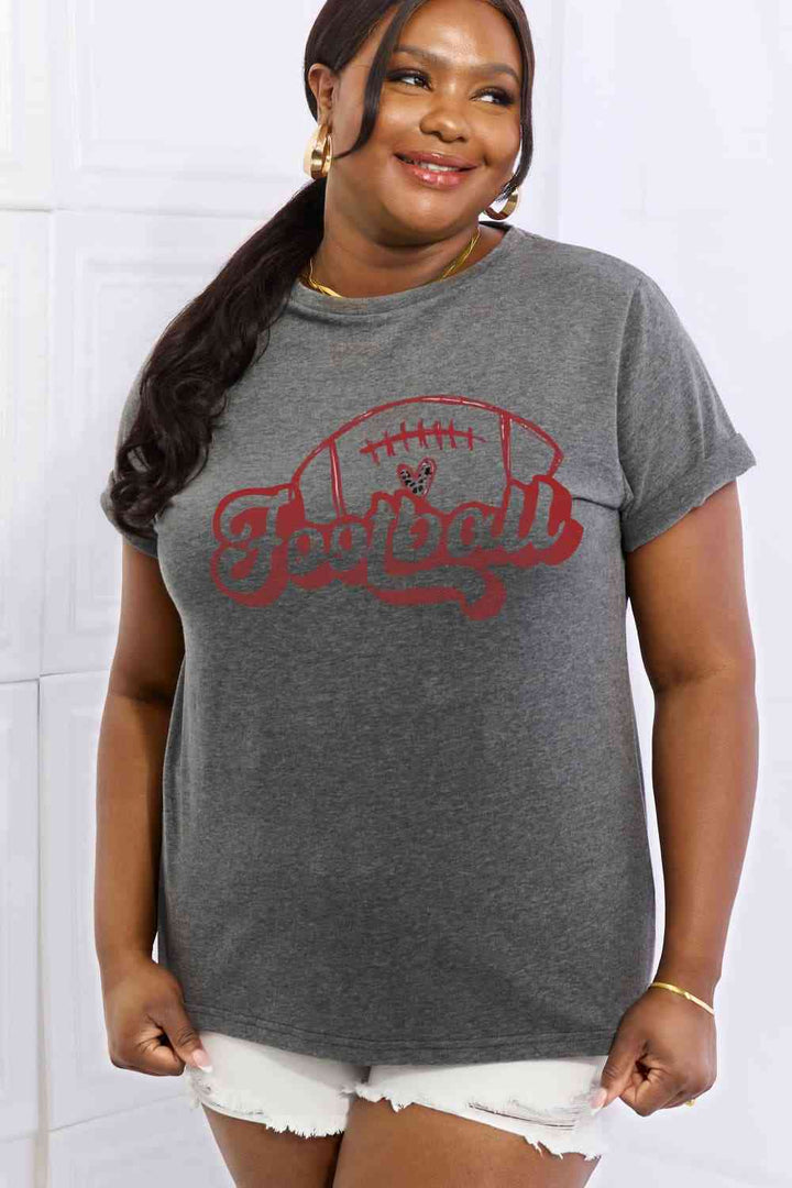 Simply Love Full Size FOOTBALL Graphic Cotton Tee | 1mrk.com