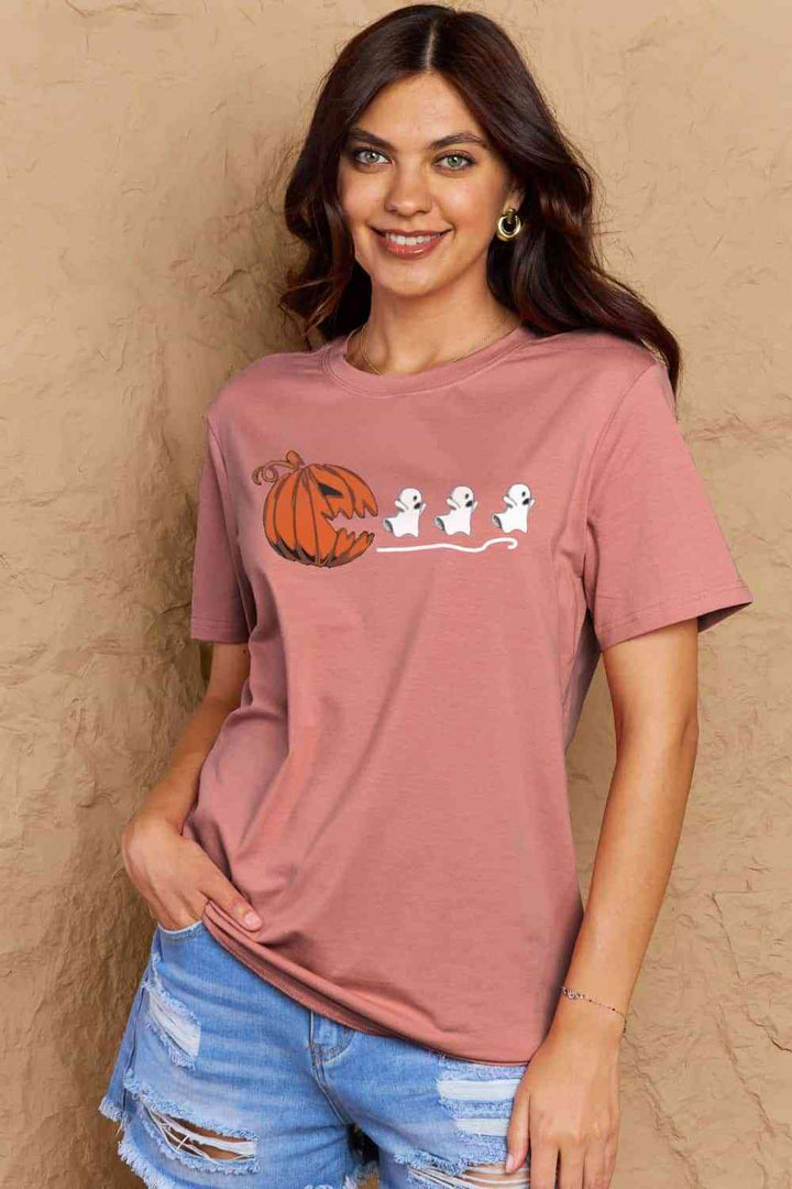 Simply Love Full Size Jack-O'-Lantern Graphic Cotton T-Shirt | 1mrk.com