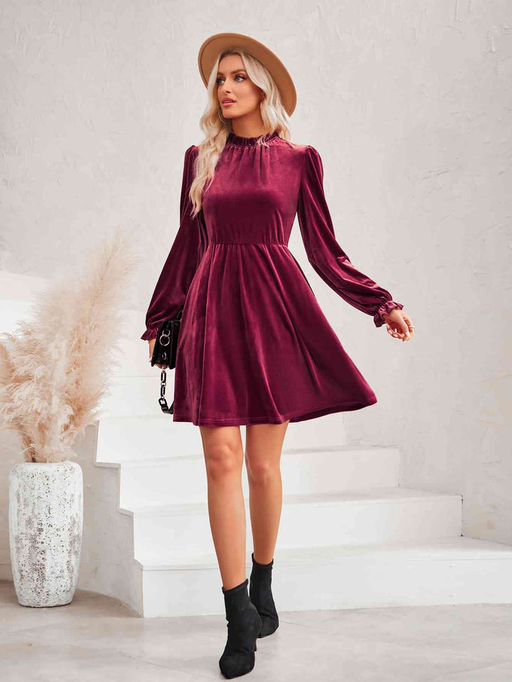 Long Flounce Sleeve A-Line Dress | 1mrk.com