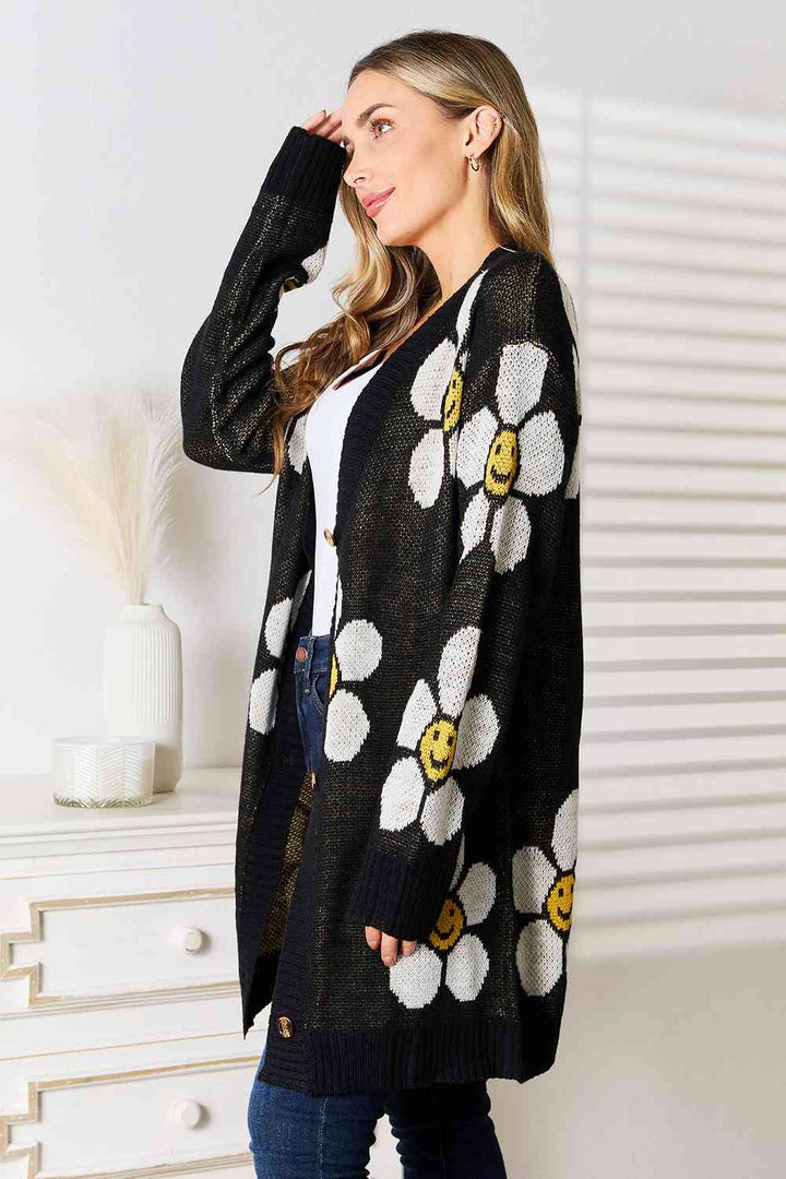 Double Take Floral Button Down Longline Cardigan |1mrk.com