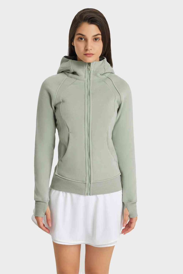 Zip Up Seam Detail Hooded Sports Jacket |1mrk.com