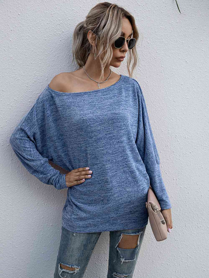 Heathered Boat Neck Long Sleeve Tee | 1mrk.com