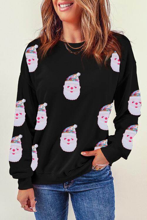 Sequin Santa Long Sleeve Sweatshirt |1mrk.com