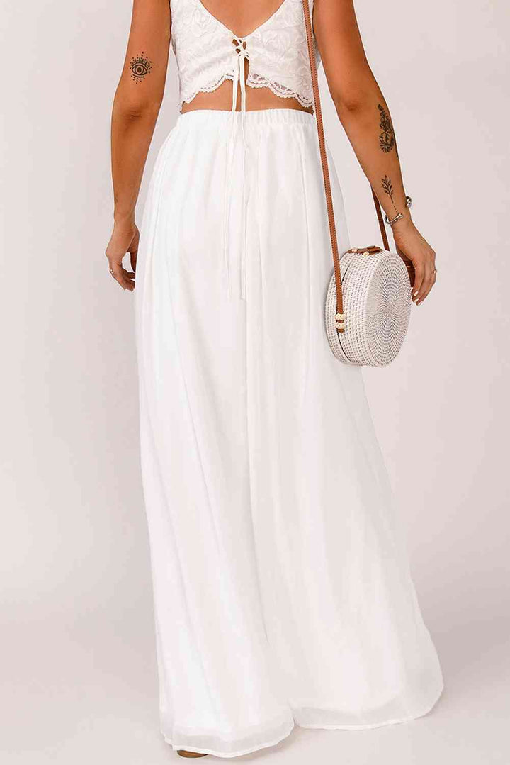 Elastic Waistband Split Maxi Skirt |1mrk.com