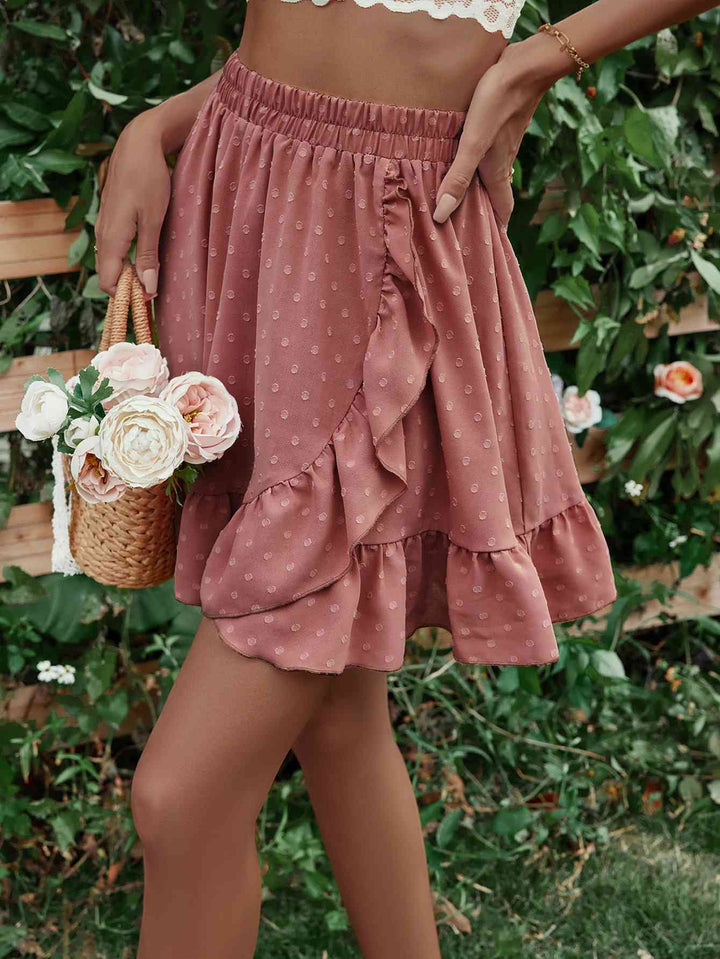 Ruffle Hem Elastic Waist Mini Skirt |1mrk.com