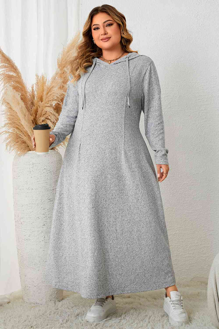 Plus Size Long Sleeve Hooded Maxi Dress |1mrk.com