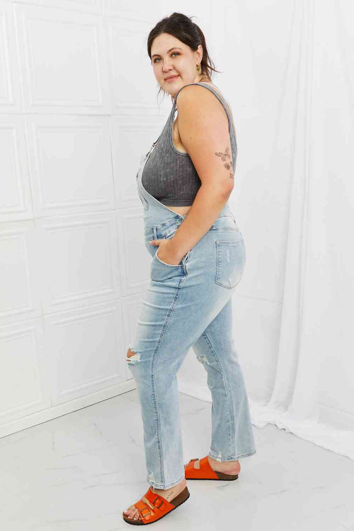 Judy Blue Melina Full Size Distressed Straight Leg Overalls |1mrk.com