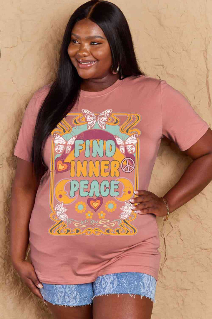 Simply Love Full Size FIND INNER PEACE Graphic Cotton T-Shirt | 1mrk.com