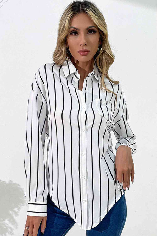 Vertical Stripes Button Down Shirt |1mrk.com