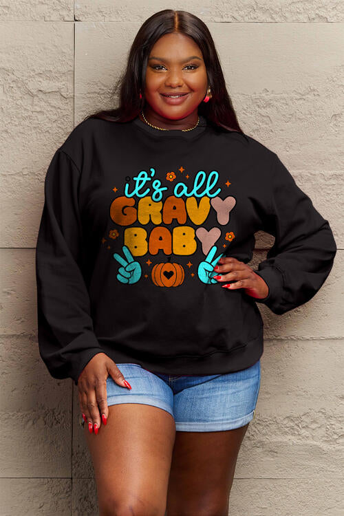 Simply Love Full Size IT'S ALL GRAVY BABY Long Sleeve Sweatshirt |1mrk.com